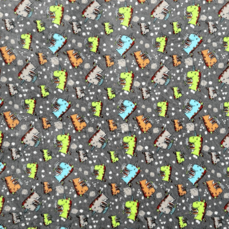 Printed Mongolian Fleece Dinoriders Grey
