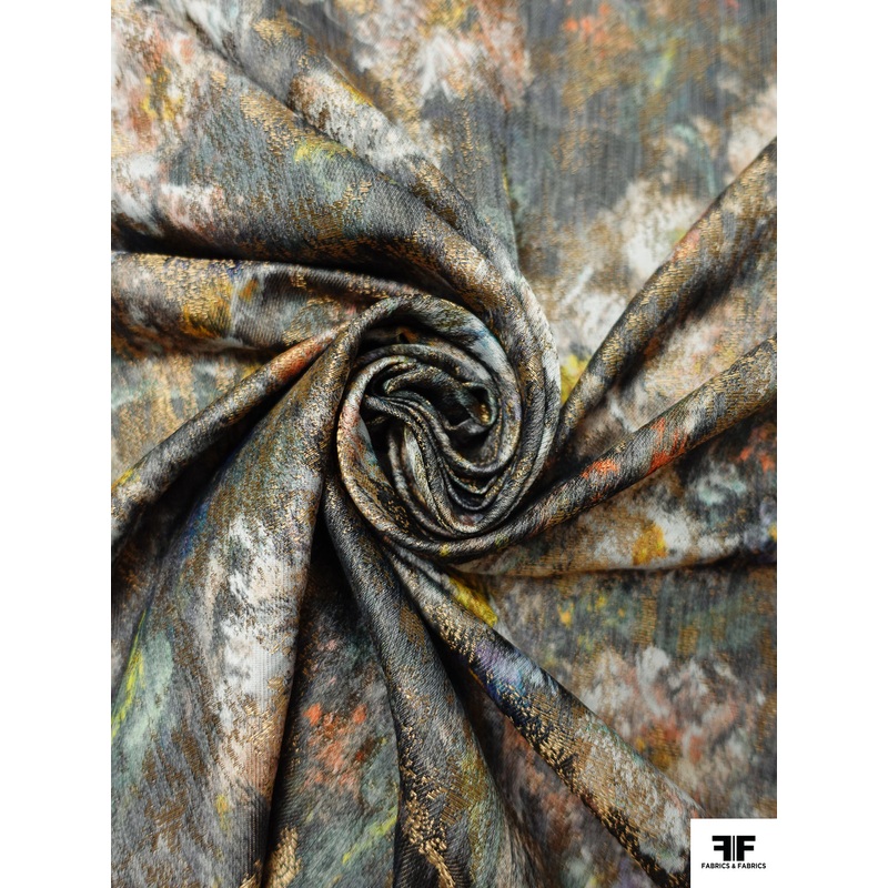 Floral Soft Brocade – Earth Tones / Antique Gold Fabric by the Yard