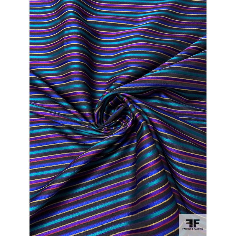 Horizontal Striped Brocade – Turquoise / Purple / Royal / Red / Black Fabric by the Yard
