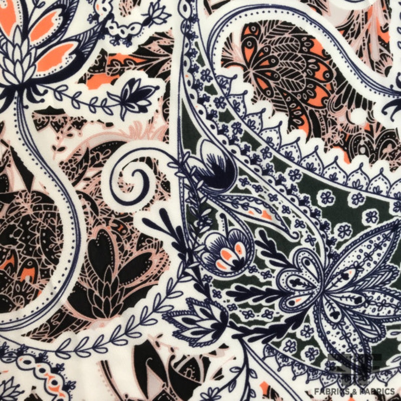 Paisley Printed Silk Georgette – Multicolor Fabric by the Yard