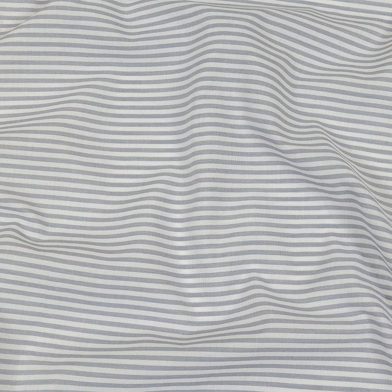 White and Blue Gray Candy Striped Cotton and Polyester Shirting
