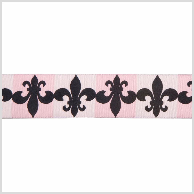 1.5″ Baby Pink/Black French Jacquard Ribbon
