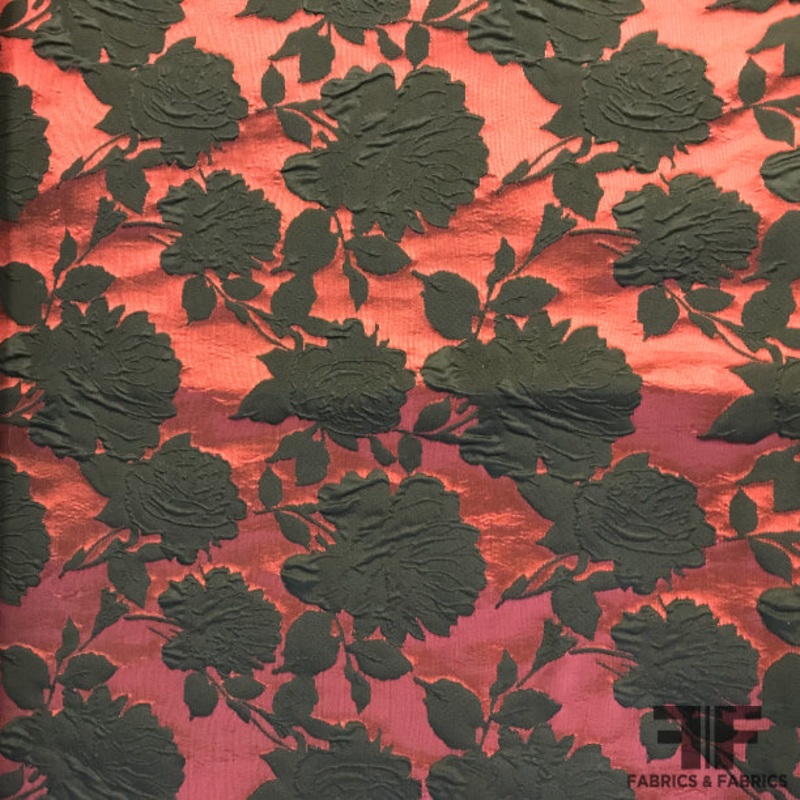 Floral Brocade – Black/Red Fabric by the Yard