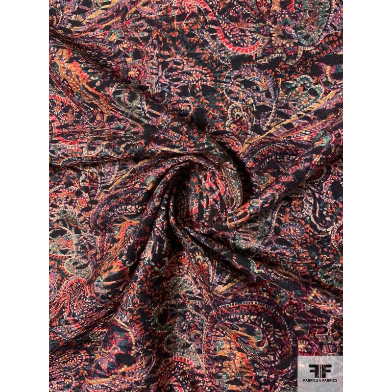 Italian Lightweight Wool Blend Coating with Printed Yarns – Multicolor Fabric by the Yard