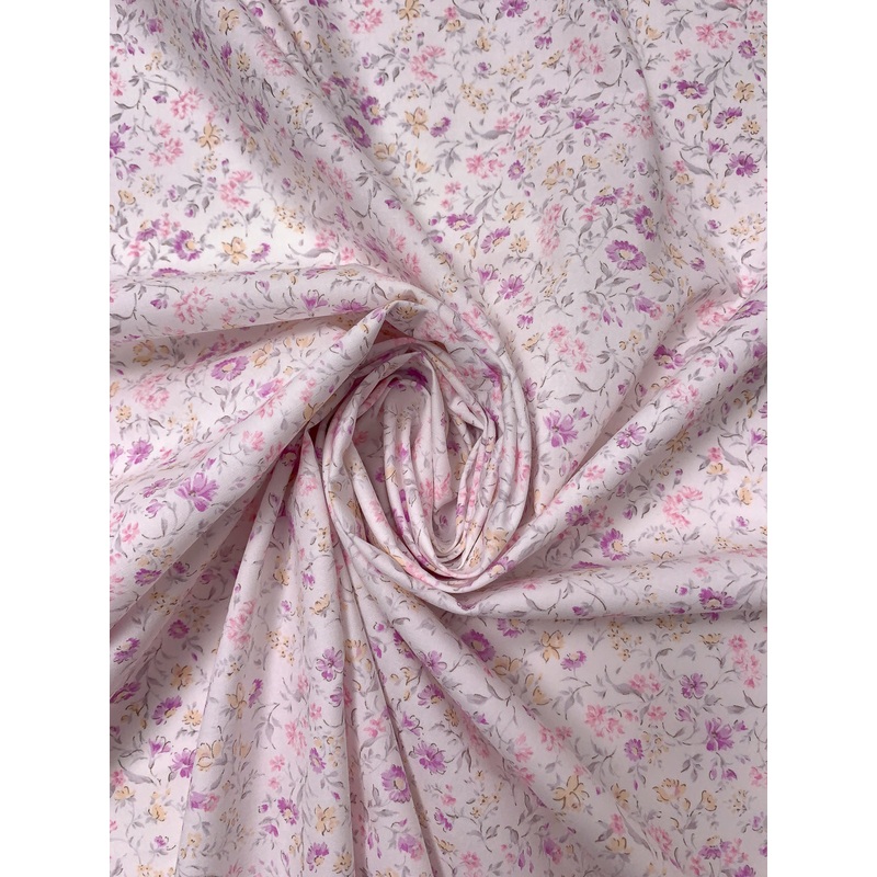 Made in Japan Ditsy Floral Printed Cotton Lawn – Orchid / Pink / Grey / Nude / Off-White Fabric by the Yard