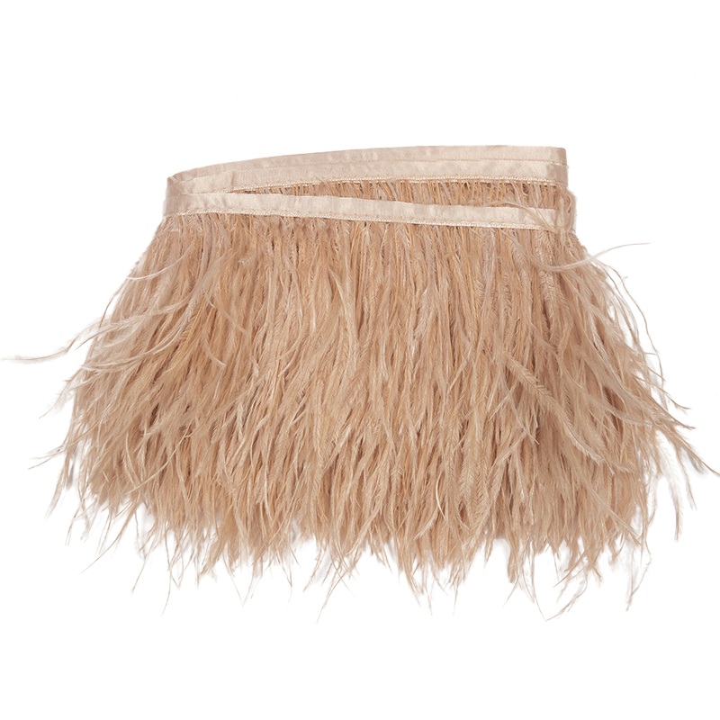 Ostrich Feather Fringe Trim 5″ Single Ply – Dark Nude – Aviana Collection