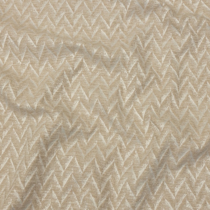 Cotton and Recycled Polyester Drapery Jacquard – Champagne Distressed Zig Zags – British Imported