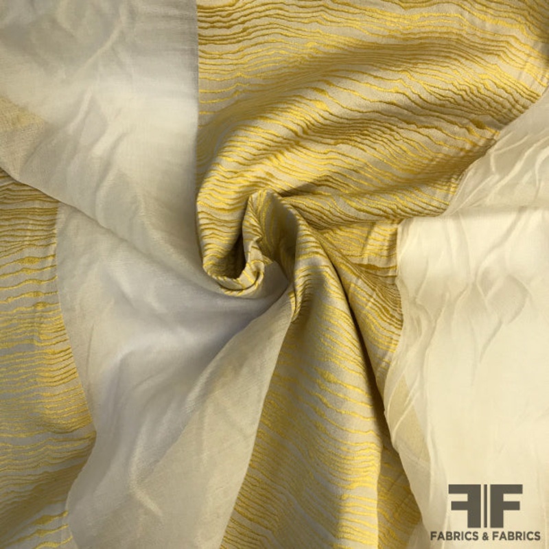 Novelty Striped Organza – Tan/Gold Fabric by the Yard