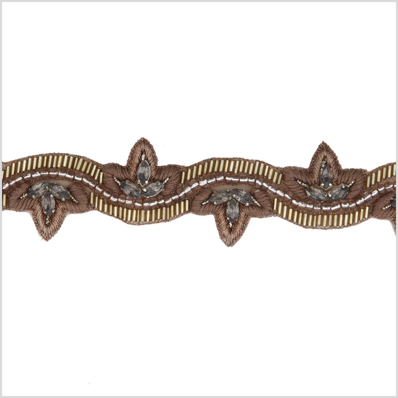 1.5″ Gold/Copper Beaded Rhinestone Trim