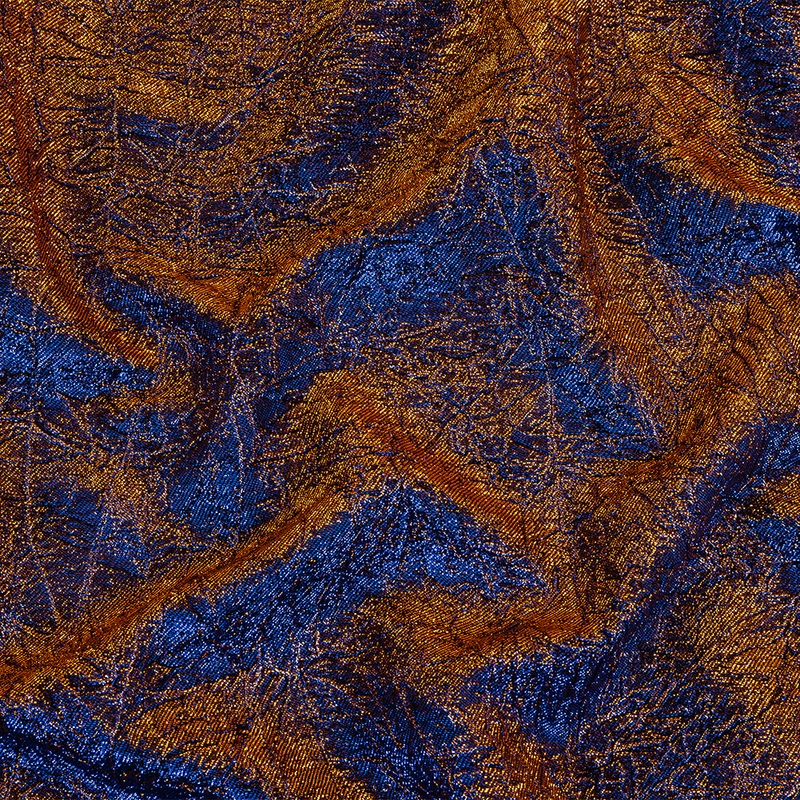 Astrolabe Metallic Copper and Royal Blue Crinkled Luxury Brocade with Black Backing