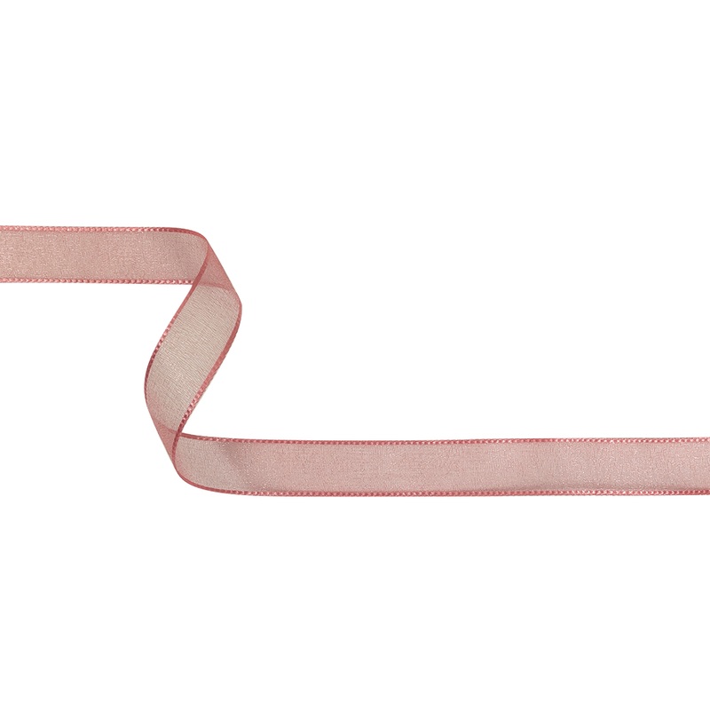 Bubblegum Shimmering Organza Ribbon with Woven Edges – 0.75″