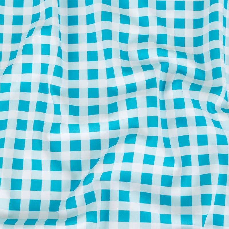 Compression Swimwear Tricot, UV Protective with Aloe Vera Microcapsules – Blue and White Checkered – Caye Collection