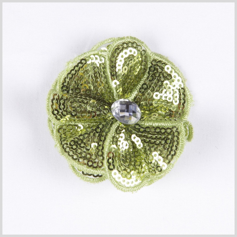 Lime Sequin Flower Brooch