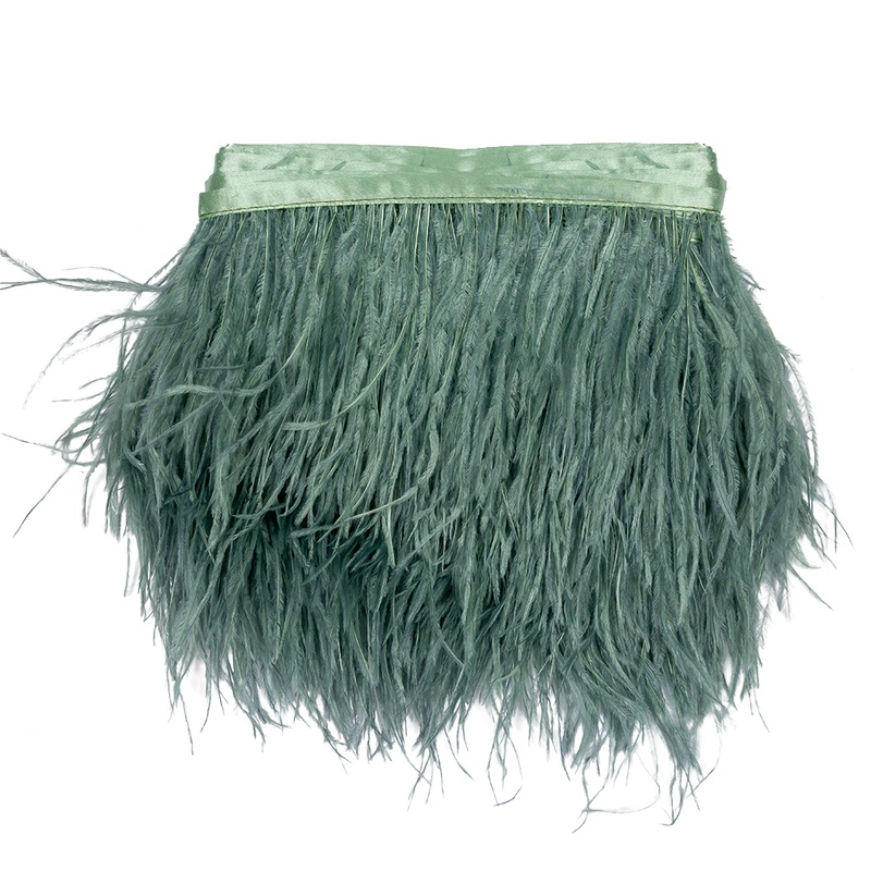 Ostrich Feather Fringe Trim 5″ Single Ply – Jade – Aviana Collection