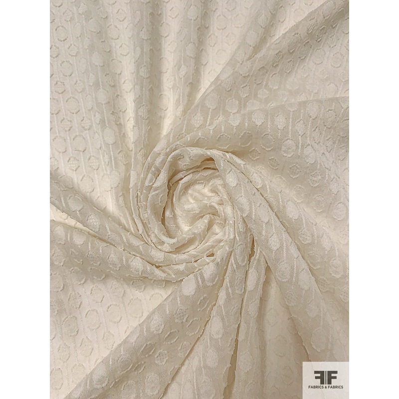 Oval Chain Burnout Clip Polyester Chiffon – Ivory Fabric by the Yard