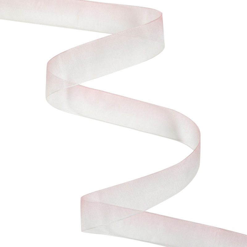 Sheer Pink and White Alyssum Ombre Ribbon – 0.875″
