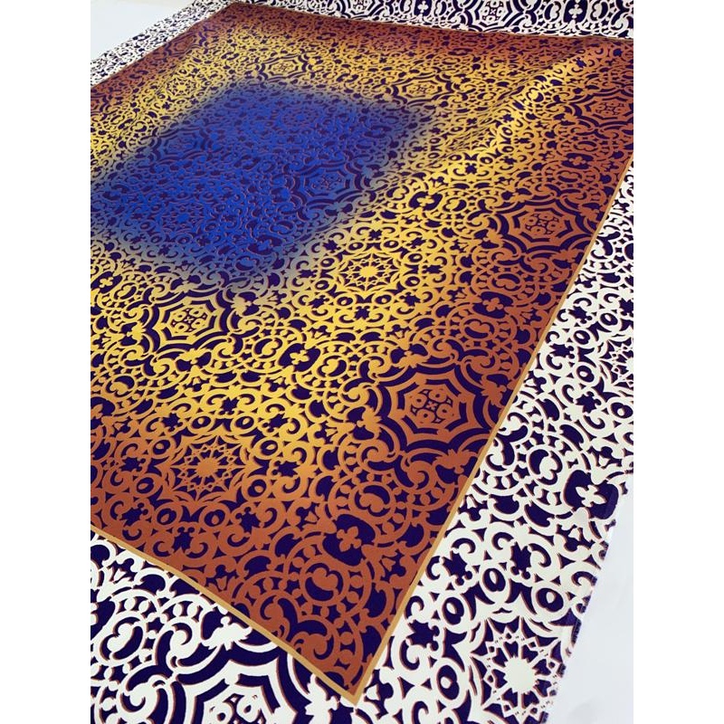 Square Regal Design Printed Fine Silk Twill Panel – Multicolor Fabric by the Panel