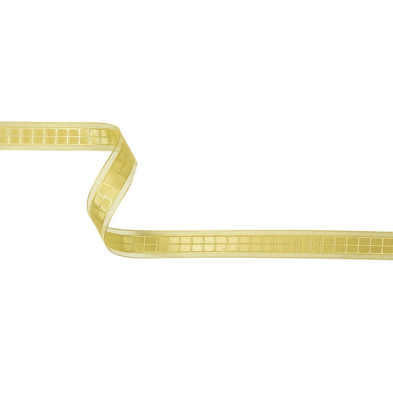 Yellow Windowpane Checks and Sheer Borders Woven Ribbon – 0.625″
