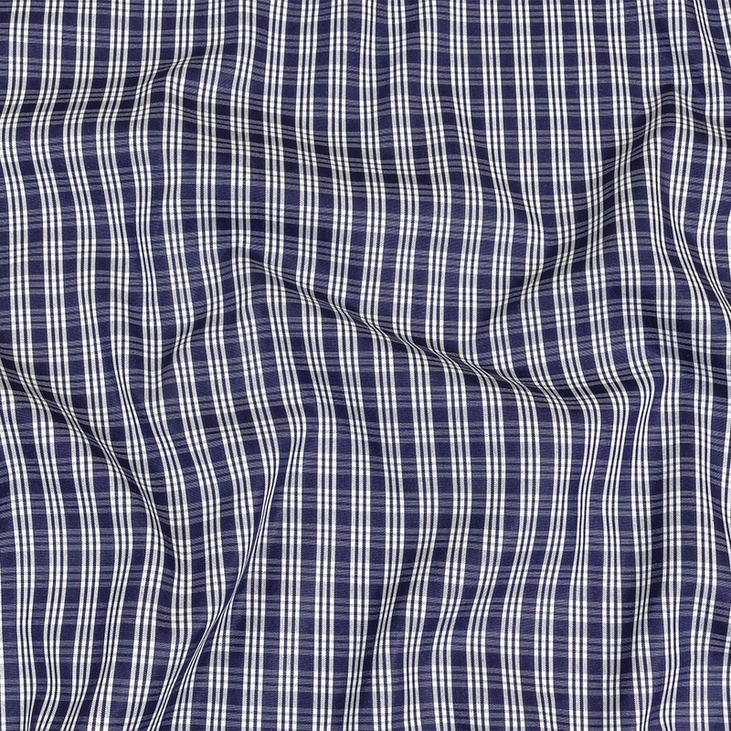 Astral Aura and White Plaid Twill Cotton Shirting