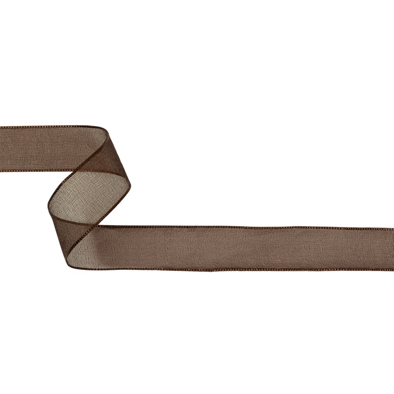 Brown Shimmering Organza Ribbon with Woven Edges – 1.125″