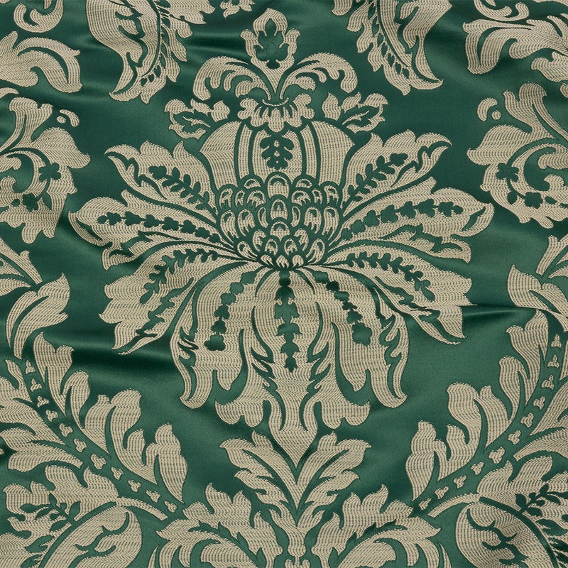Drapery Jacquard – Emerald Leafy Damask – British Imported
