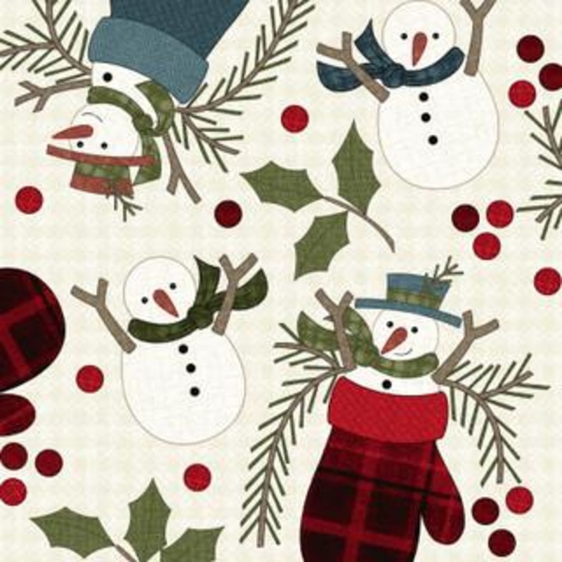 Holly Jolly Flannel  –  Snowmen – Cream – MASF10892-E