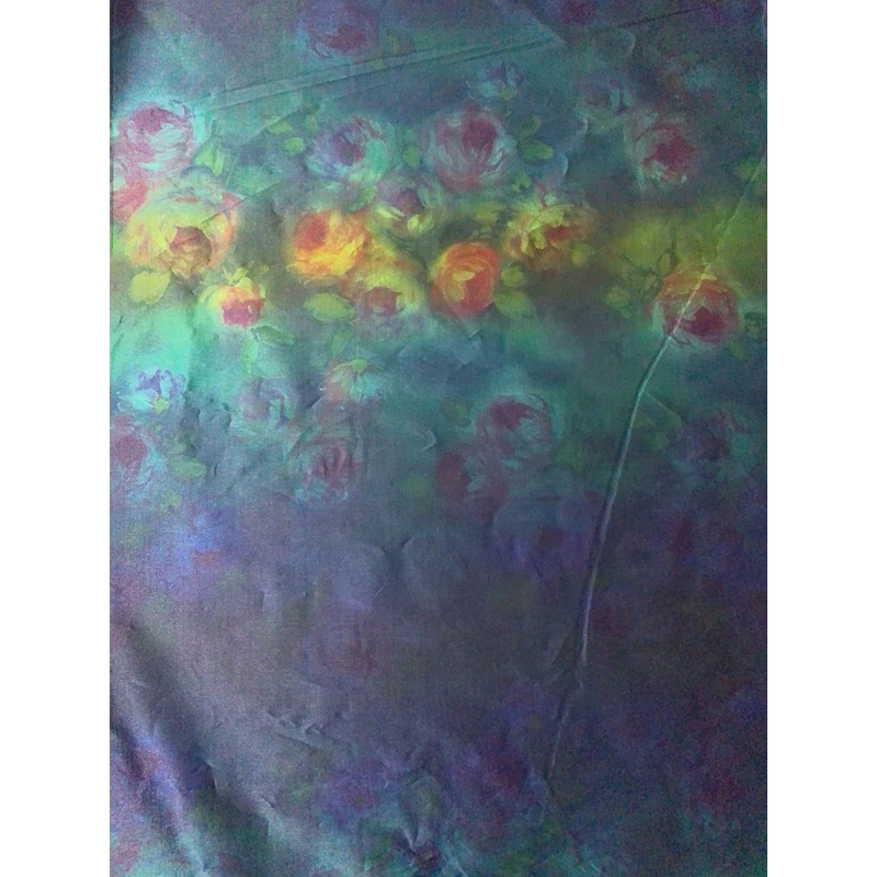 Italian Dreamy Floral Printed and Yarn-Dyed Taffeta with Vertical Stretch – Greens / Blues / Grape Purple Fabric by the Yard
