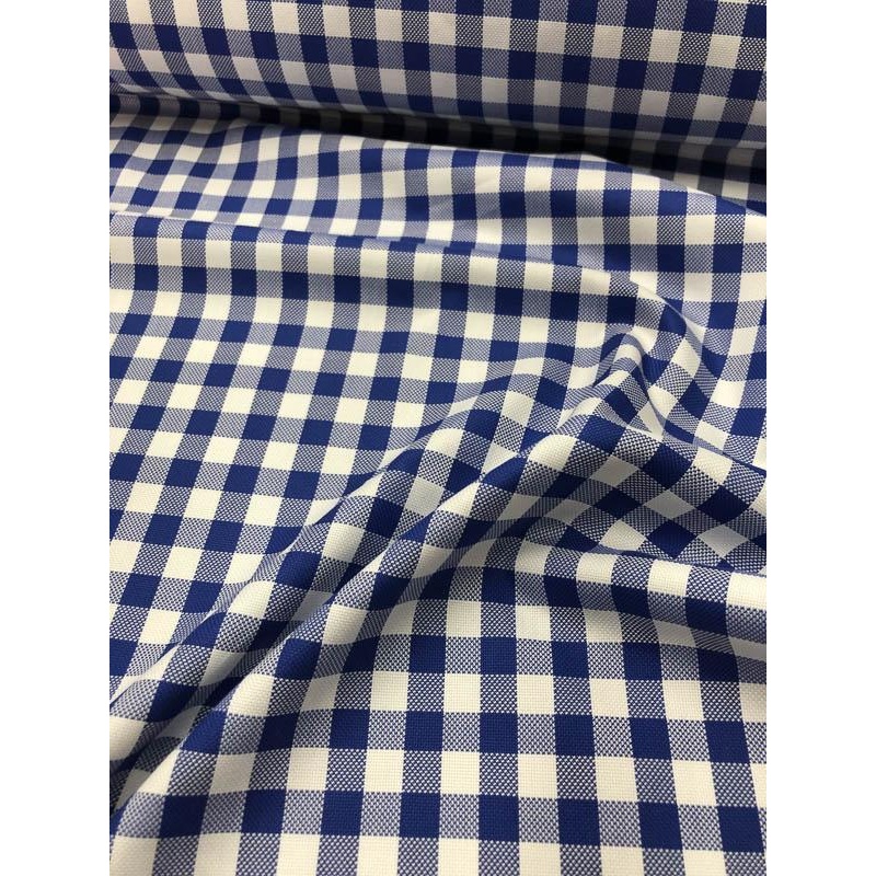 Italian Medium-scale Gingham Check Yarn Dyed Cotton Shirting – Blue / White Fabric by the Yard
