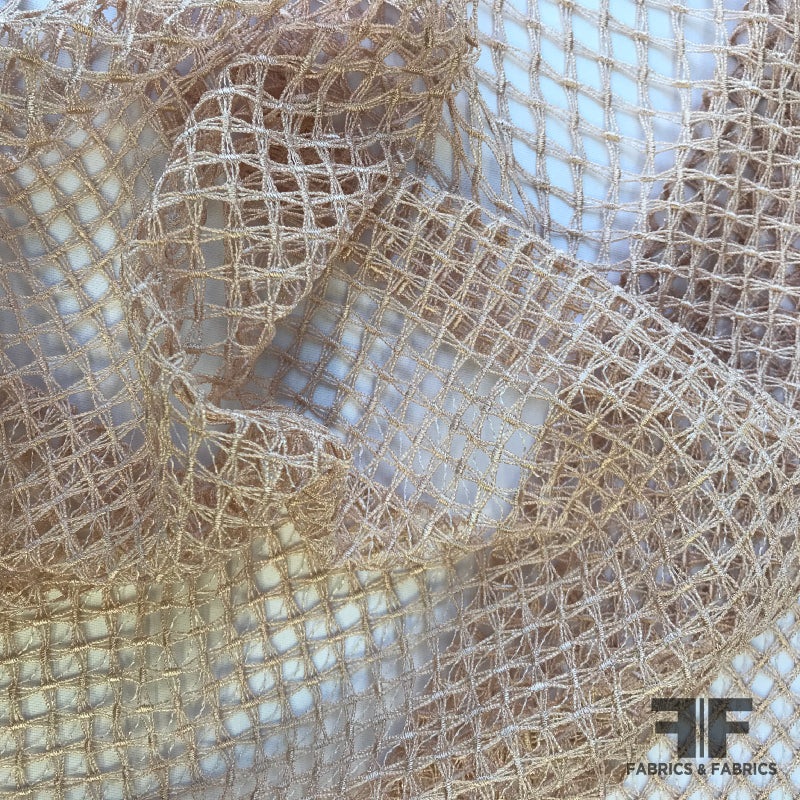 Italian Netting Lattice Guipure Lace – Rose Fabric by the Yard