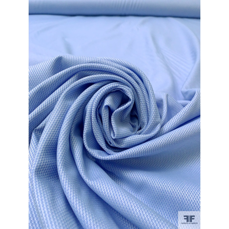 Italian Yarn-Dyed Pique Cotton Shirting – Soft Blue / White Fabric by the Yard