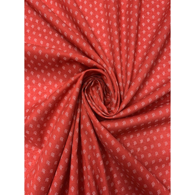 Made in Japan Fleur de Lis Printed Cotton Lawn – Burnt Red / White Fabric by the Yard