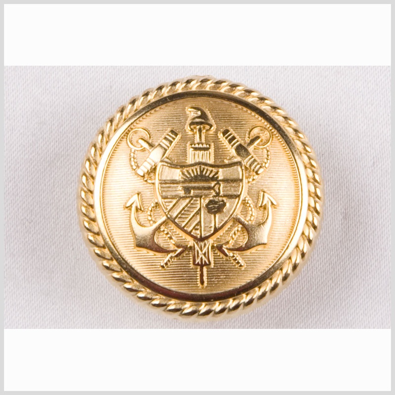 Metal Shank Back Button – 24L/15mm – Gold Nautical Crest