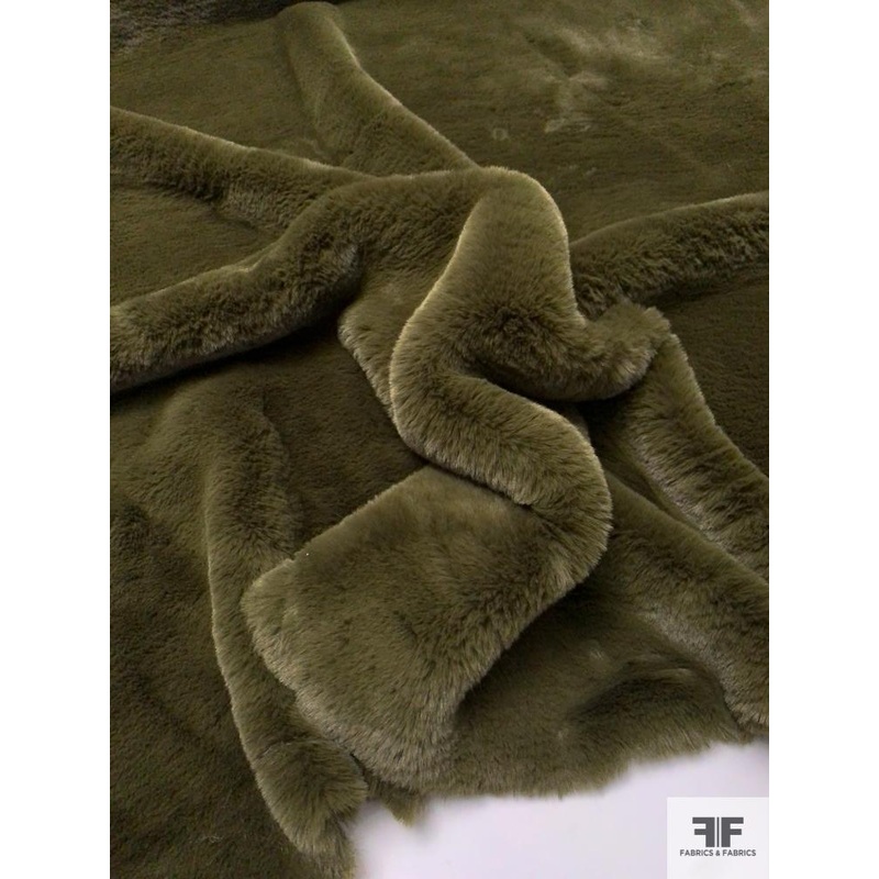 Ultra Soft Mink Solid Faux Fur – Army Green Fabric by the Yard