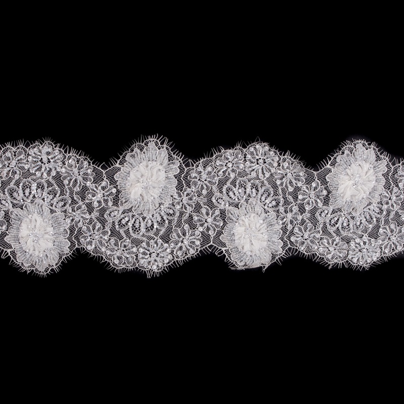 White Beaded Lace Trim – 4.5″