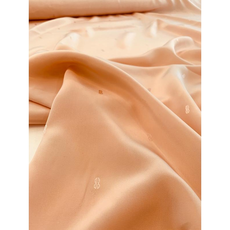 Bill Blass Logo Silk Jacquard – Peach Fabric by the Yard