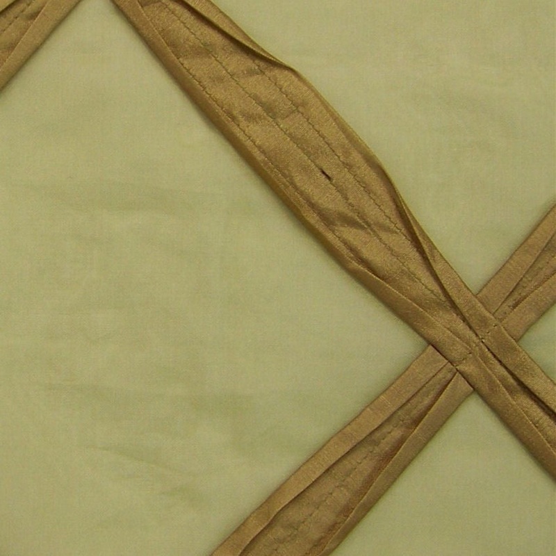 Campeche Artichoke Silk Ribbon Lattice On Voile Drapery Fabric Order Product