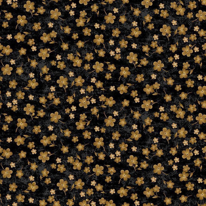 Scarlet Beauty Black  –  CD3187 Tossed Gold Geraniium – Black
