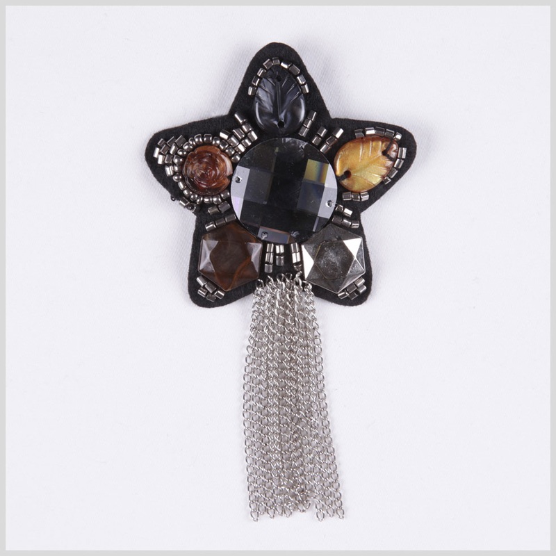 3.25″ x 5.75″ Black Nickel Beaded Brooch