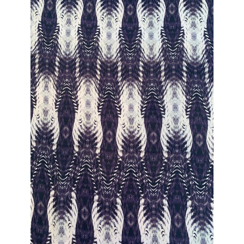 Abstract Printed Silk Georgette – Purple-Grey / Beige Fabric by the Yard
