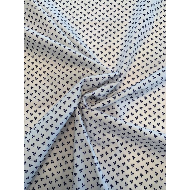 Ditsy Floral Fine Cotton Broadcloth – Navy / White Fabric by the Yard