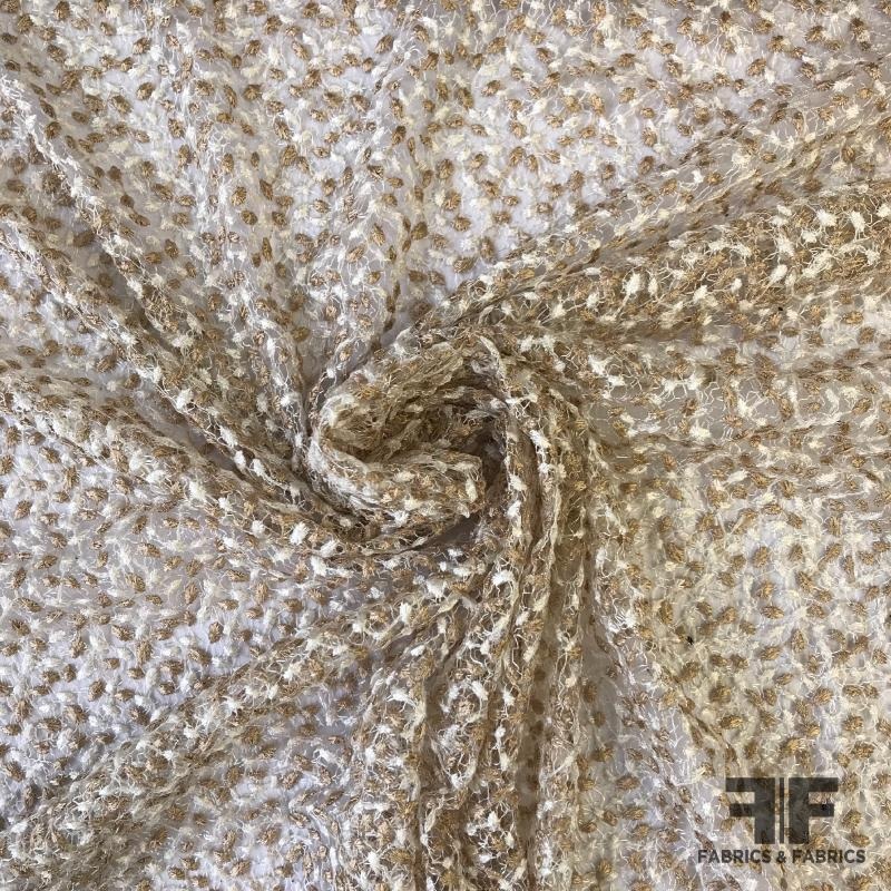 Embroidered Novelty Netting – White/Nude Fabric by the Yard