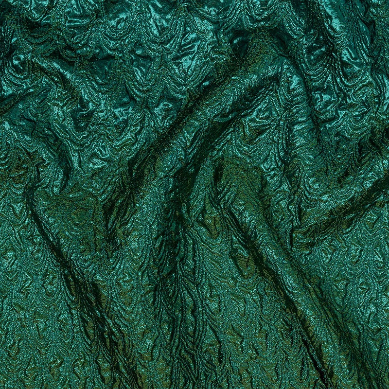 Mood Exclusive Metallic Emerald and Olivine Feathers Ombre Luxury Brocade Panel