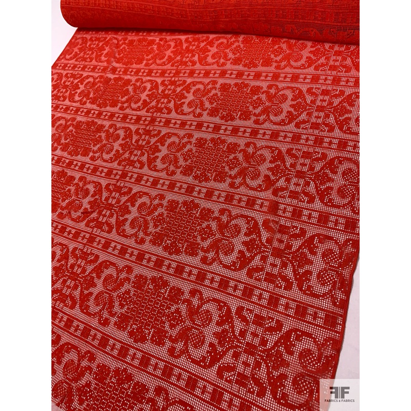 Regal Boho Crochet Lace – Hot Orange Fabric by the Yard
