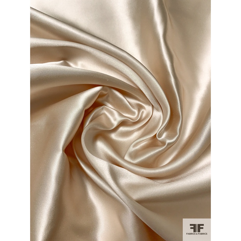 Solid Silk Necktie Satin – Champagne Fabric by the Yard