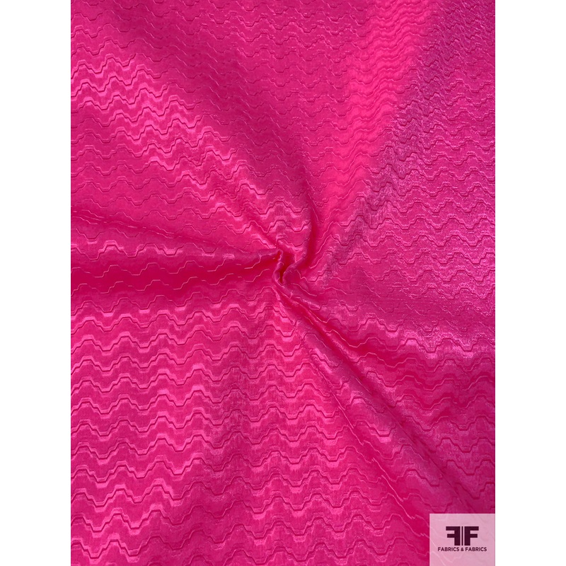 Wavy Pattern Textured Polyester Jacquard – Hot Pink Fabric by the Yard