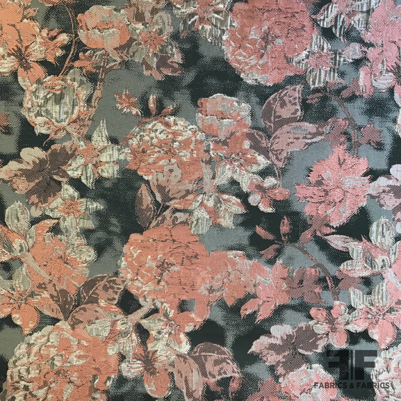 Blooming Florals Brocade – Pink/Beige/Brown Fabric by the Yard