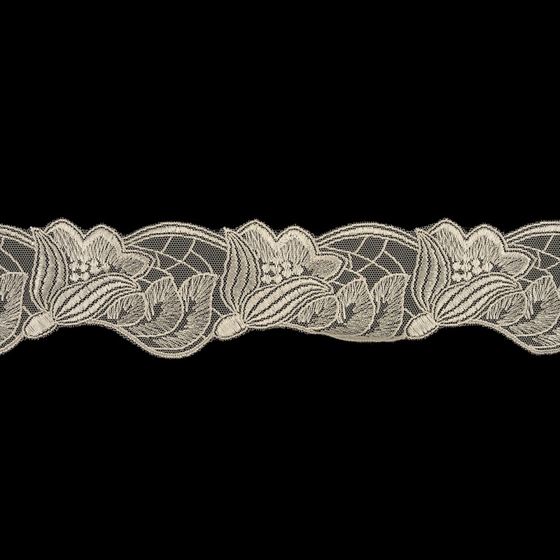 Bone White Luminous Blooming Flowers Embroidered Lace Trim – 2.375″
