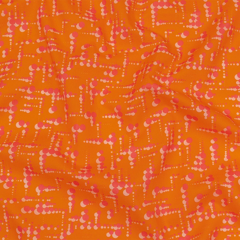 Cotton Voile – Orange and Pink Dot Lines – Spot of Sunshine Print – Mood Exclusive Citrus Collection