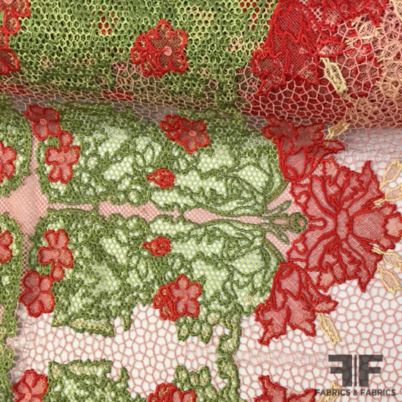 Floral Motif Guipure Lace – Multicolor Fabric by the Yard