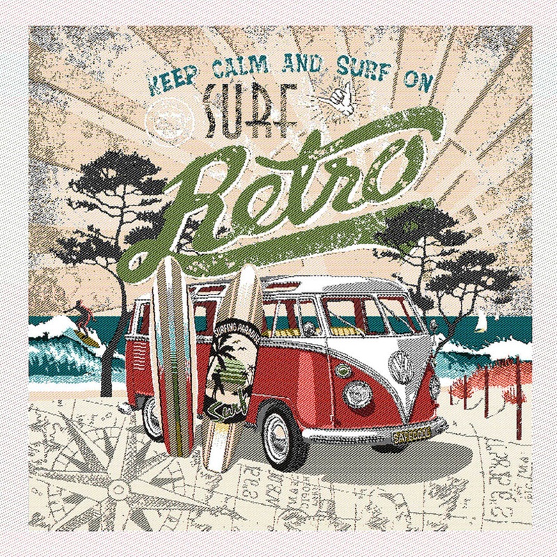 French Rouge, Olive and Sand Surf’s Up Oversized Square Patch – 18.875″